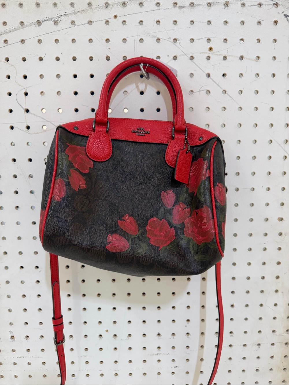 COACH CMO Rose Logo Hangbag Purse Brown / Red NWOT Limited Edition